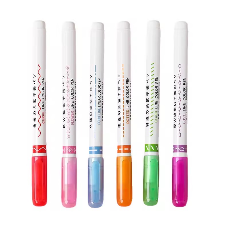 6 PC,S Flower Outline Pen,Fluorescent Curve Pen (BUY 4 SET GET 1 SET FREE)