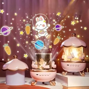 Rechargeable Projector Night Light 360 Degree Rotary BT Speaker