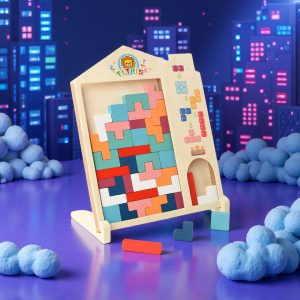 Montessori 3D wooden block puzzle brain teaser falling blocks for kids logic thinking training toys