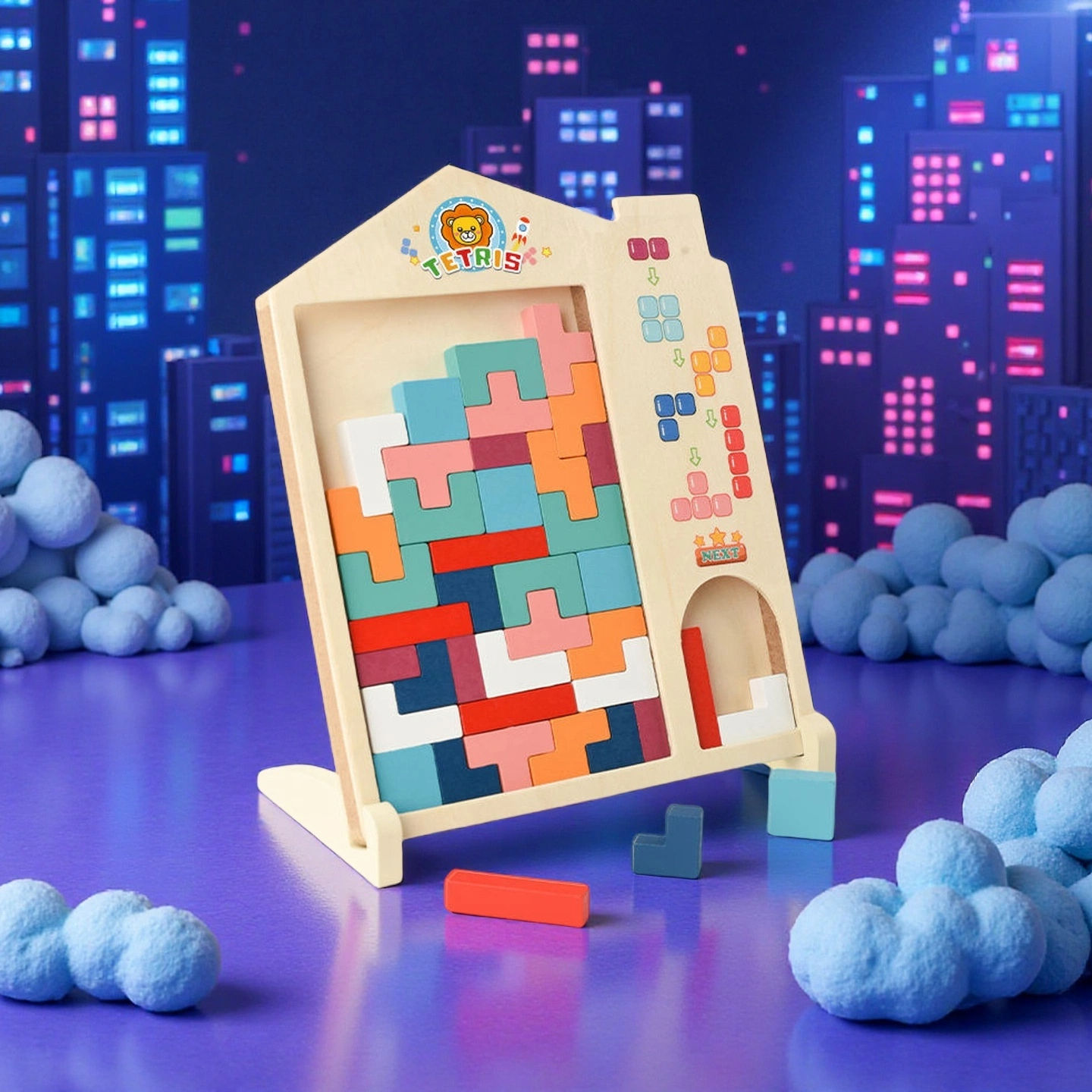 Montessori 3D wooden block puzzle brain teaser falling blocks for kids logic thinking training toys