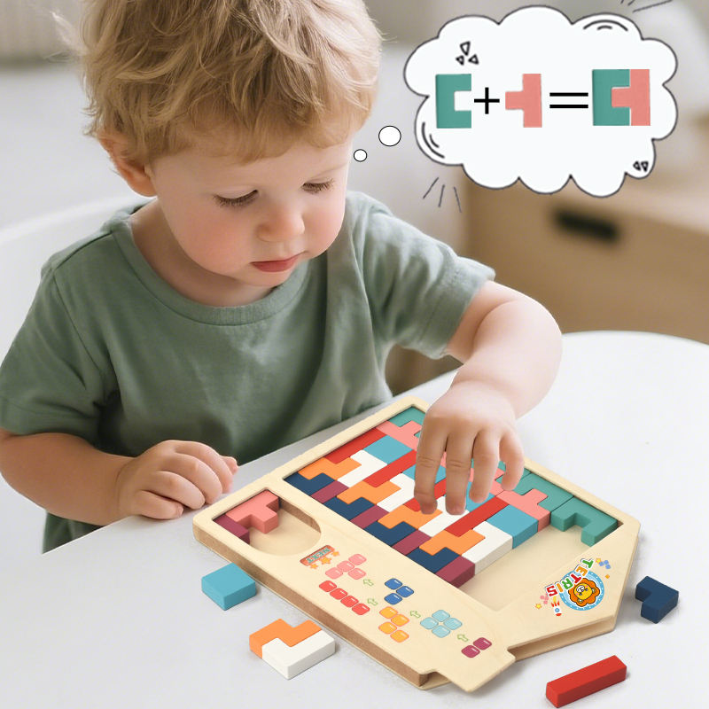 Montessori 3D wooden block puzzle brain teaser falling blocks for kids logic thinking training toys - Image 2