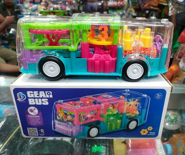 transparent gear bus 3d stage multi colored lights - Image 3